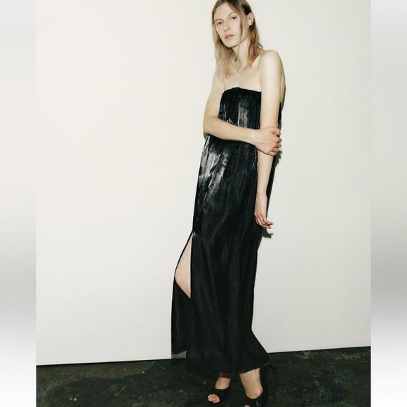 ZARA BLACK STRAPLESS DRESS - Picture 3 of 12